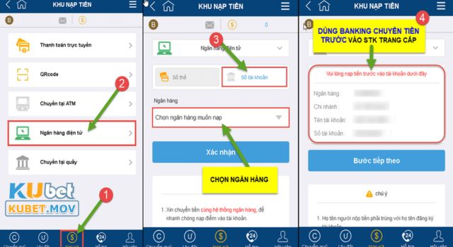 Nạp tiền Kubet Cách nạp tiền thông qua ngân hàng trực tuyến