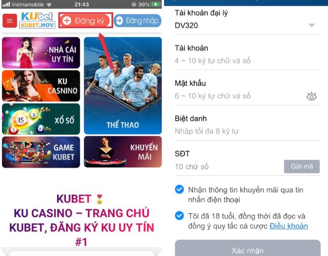 Đăng Ký Kubet Đăng ký KUBET trên thiết bị di động