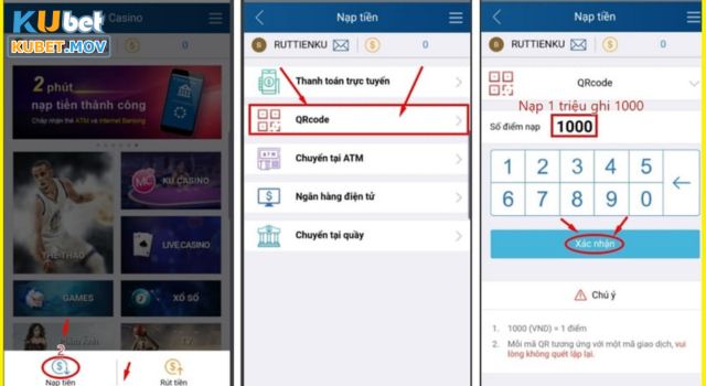 Nạp tiền Kubet Nạp tiền bằng QRcode