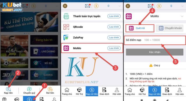 Nạp tiền Kubet Nạp tiền KUBET qua ví Momo nhanh chóng